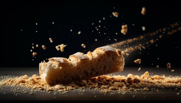 Pile de biscuits au chocolat et aux amandes fraîchement cuits, rafraîchissement indulgent généré par l'IA