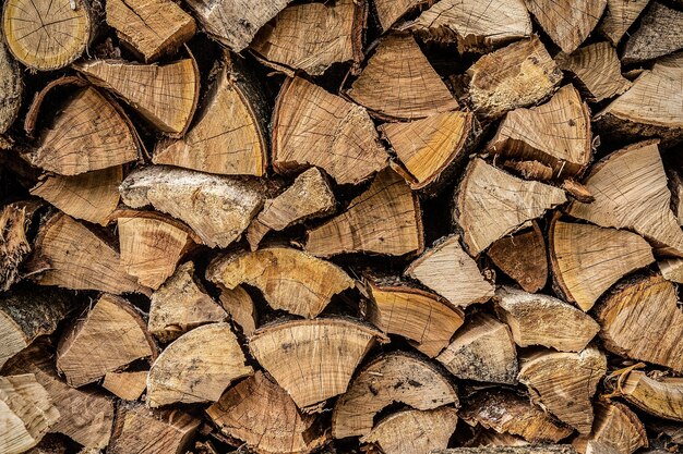 Piles de bois de chauffage