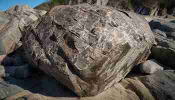 Photo gratuite piles de rochers de granit sur une côte rocheuse érodée générées par l'ia