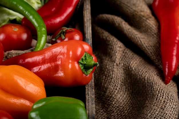 Piments forts colorés dans un plateau