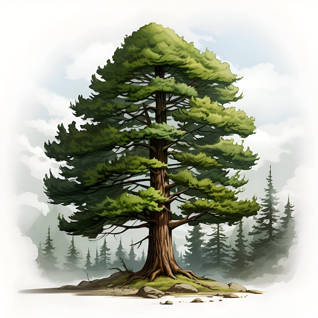 Photo gratuite pin dans la forêt illustration vectorielle d'un conifère