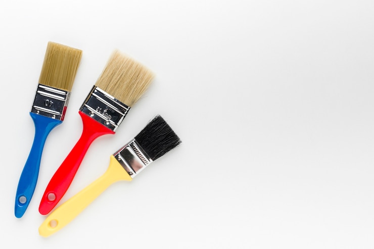 Photo gratuit pinceaux de peinture colorés avec espace copie