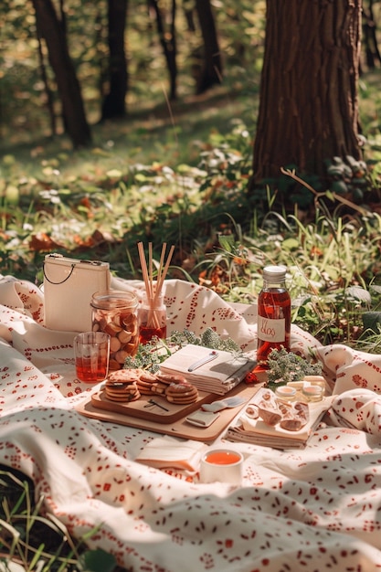 Photo gratuite un pique-nique avec de la nourriture délicieuse