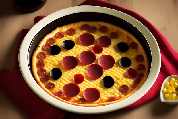 Photo gratuite une pizza au pepperoni contient une olive noire.