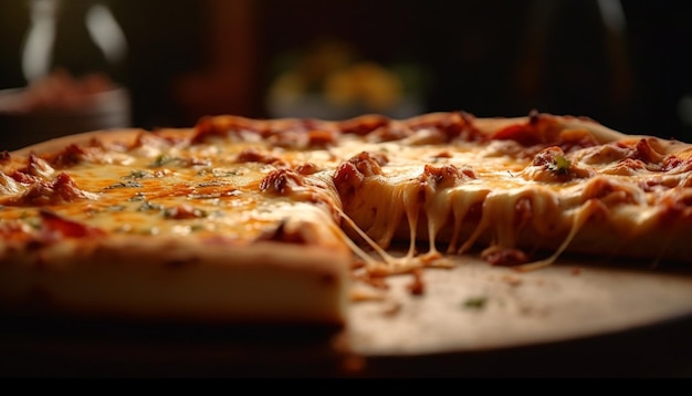 Photo gratuite pizza fraîchement cuite avec du fromage mozzarella fondu généré par l'ia