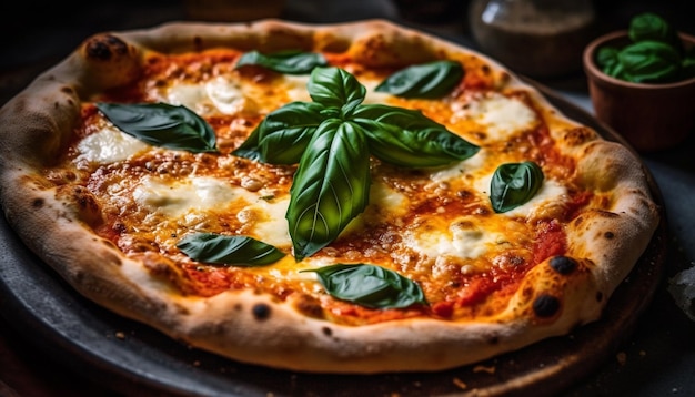 Photo gratuite pizza fraîchement cuite avec mozzarella et sauce tomate générée par ai