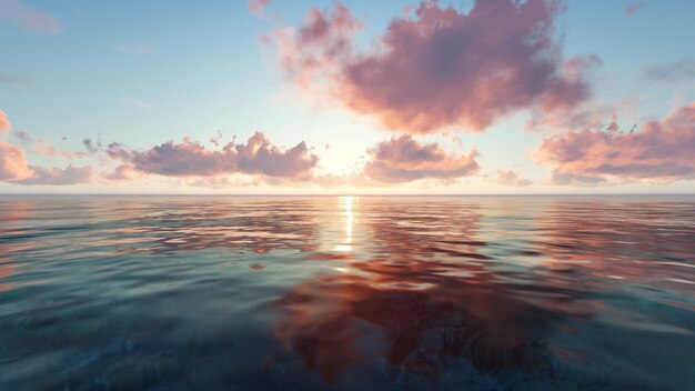 Plage au coucher du soleil avec des nuages