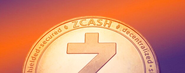 Plan macro sur une pièce de monnaie zcash crypto currency