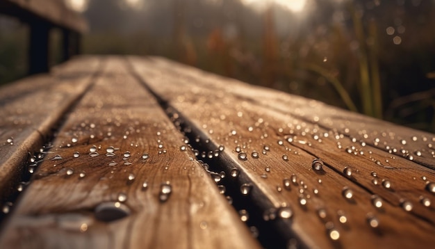 Photo gratuite la planche humide reflète la beauté de la fraîcheur de la nature générée par l'ia