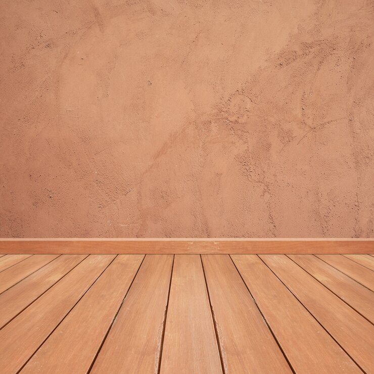 Plancher en bois avec fond brun de marbre