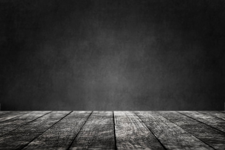 Photo gratuit plancher en bois avec fond de produit mur noir