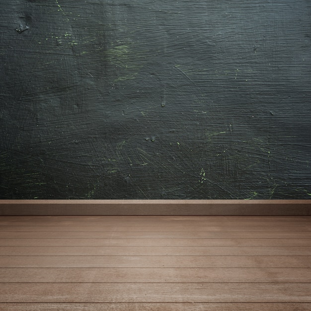 Plancher en bois avec un tableau noir