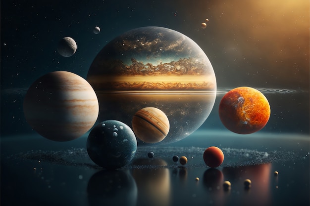Photo gratuite planètes du système solaire dans l'univers
