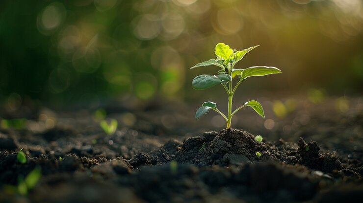 Photo gratuit plante poussant à partir du sol