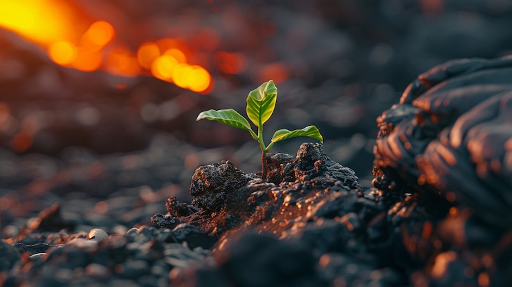 Photo gratuit plante poussant à partir du sol