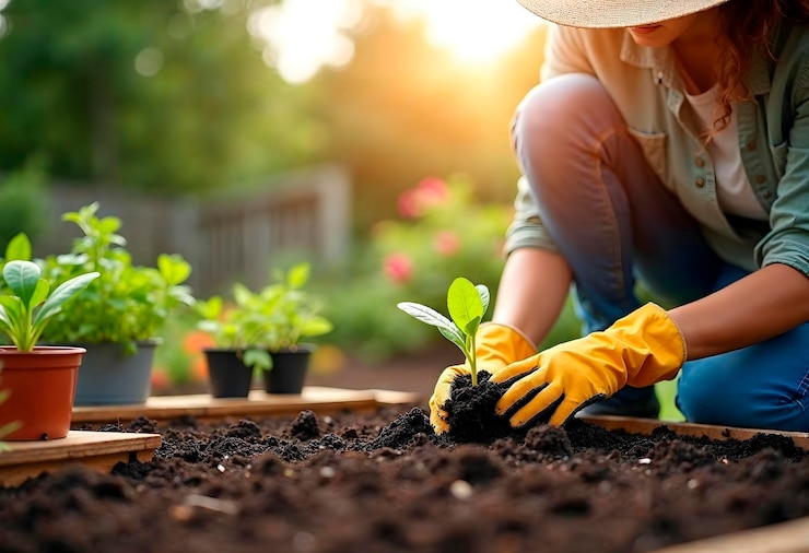 Photo gratuit planter une pousse