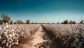 Photo gratuite plants de coton mûrs dans une prairie rurale générée par l'ia