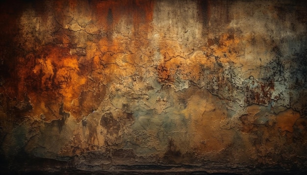 Plaque de métal rouillée sur un vieux mur de béton généré par l'IA