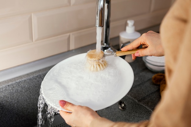 Plaque de nettoyage des mains avec brosse
