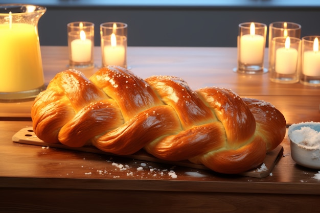 Photo gratuite un plat de challah 3d pour hanouka