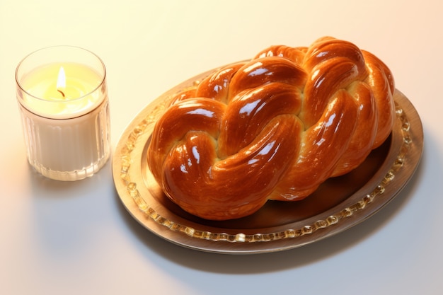 Photo gratuite un plat de challah 3d pour hanouka