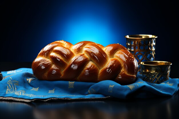 Photo gratuite un plat de challah 3d pour hanouka