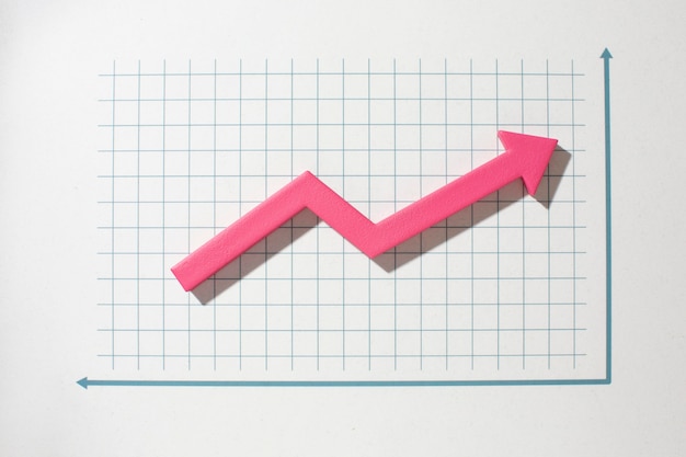 Plat de présentation des statistiques avec flèche