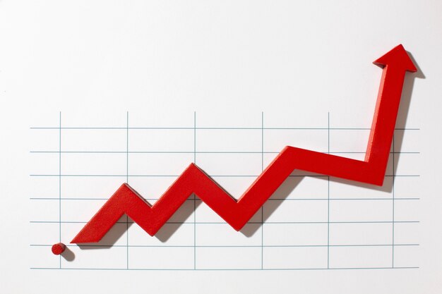 Plat de présentation des statistiques avec flèche