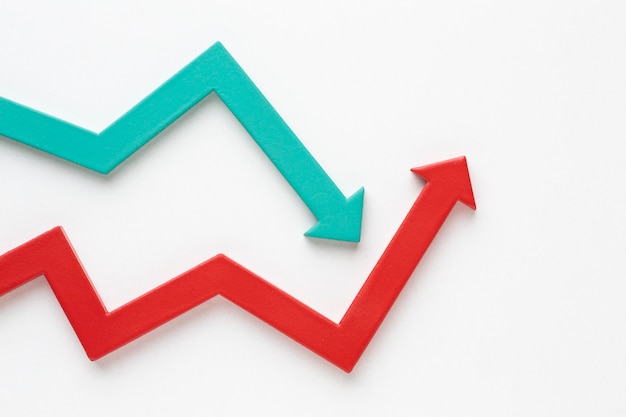 Plat de présentation des statistiques avec des flèches