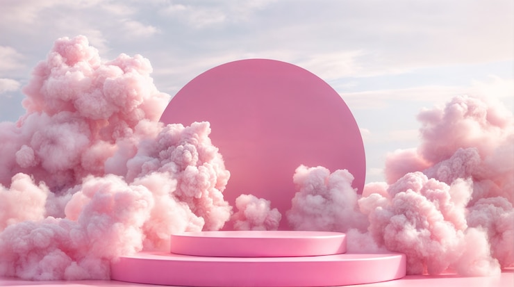 Photo gratuit plateforme pour présenter des produits avec une esthétique et des couleurs rêveuses