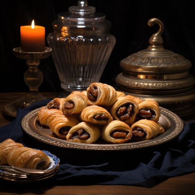 Photo gratuite des plats délicieux préparés pour la fête juive de hanouka