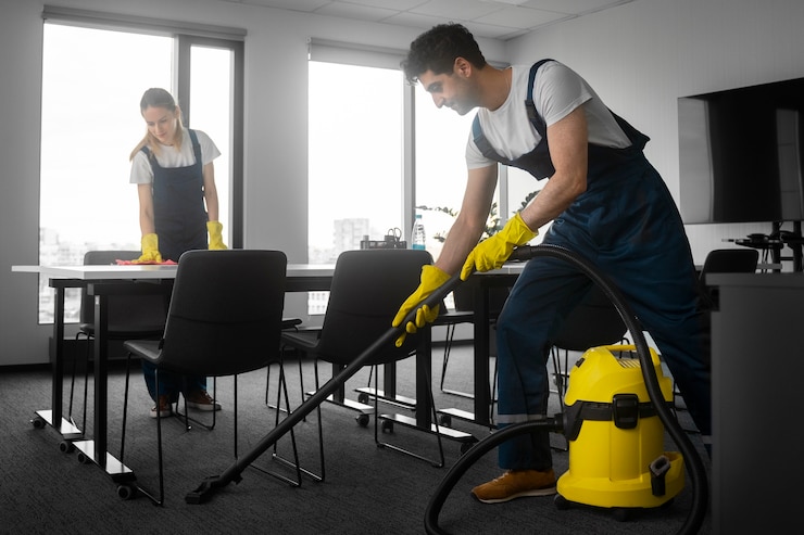 Photo gratuit plein coup de personnes nettoyant le bureau