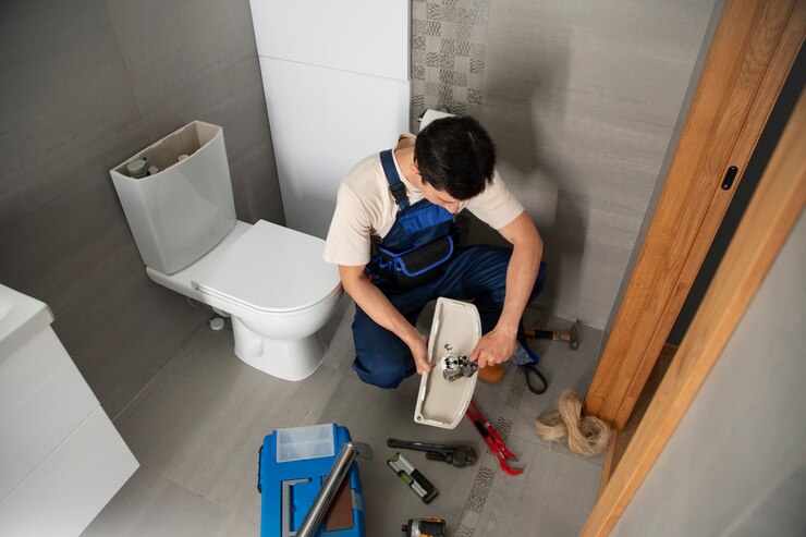 Photo gratuit plombier travaillant pour réparer des problèmes à la maison d'un client