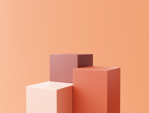 Podium minimal pour le rendu 3d de fond de couleur de brique de studio de piédestal de présentoir de produit