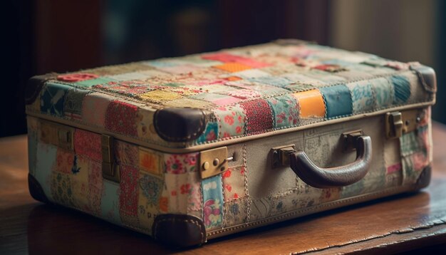 Photo gratuite poignée de valise en cuir antique se concentrant sur le premier plan généré par l'ia