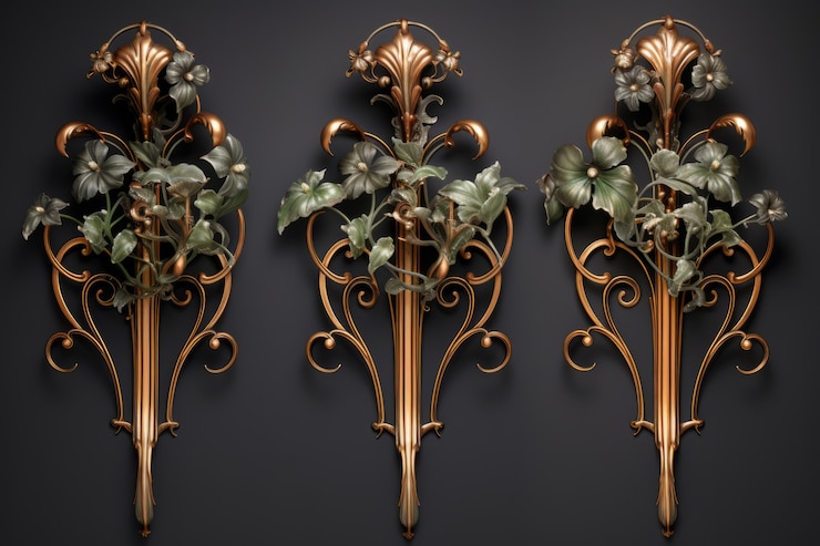 Photo gratuit des poignées de meubles ornées dans le style art nouveau