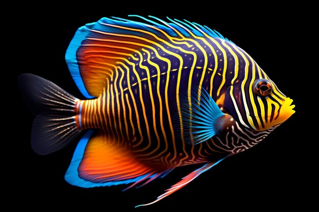 poisson coloré 3d avec un fond sombre