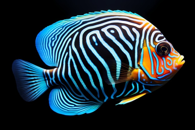 Photo gratuite poisson coloré 3d avec un fond sombre