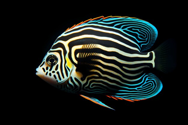 poisson coloré 3d avec un fond sombre