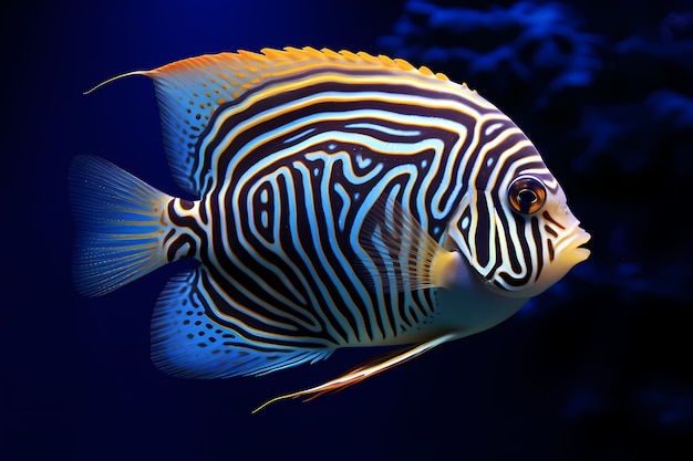 Photo gratuite poisson coloré 3d avec un fond sombre