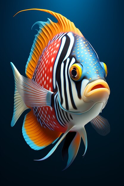 poisson coloré 3d sous l'eau