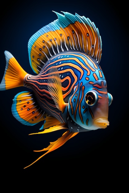 Photo gratuite poisson coloré 3d sous l'eau