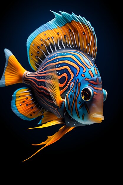 poisson coloré 3d sous l'eau