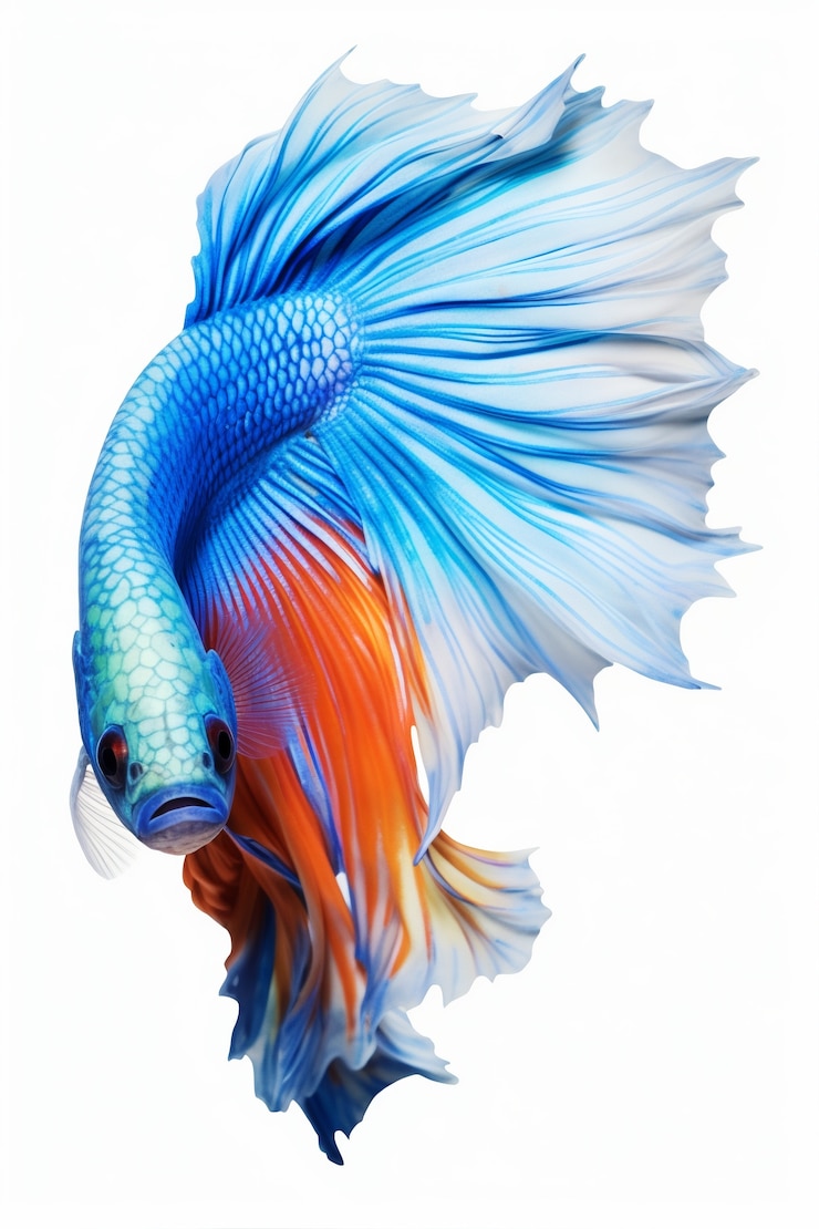 Photo gratuit poisson coloré avec un fond blanc