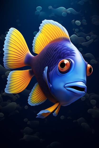 Poisson de dessin animé 3D sous l'eau