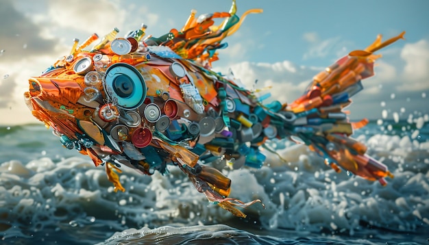 Photo gratuite poisson fantastique fait de plastique