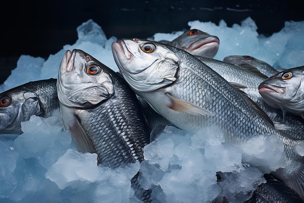 Poisson frais avec beaucoup de glace