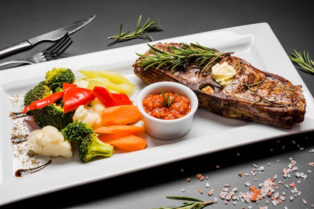 Poisson grillé avec légumes frais