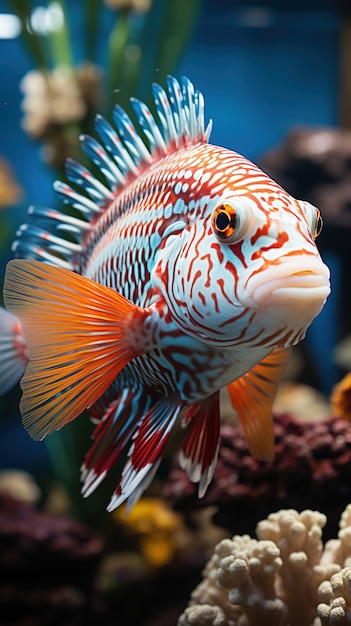 Poisson mignon près du récif corallien