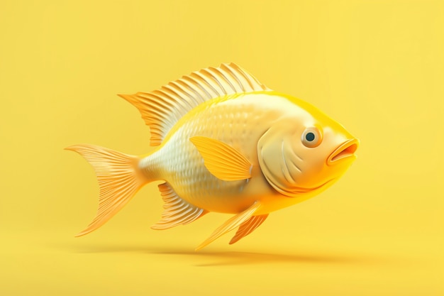 Photo gratuite poisson d'or 3d en studio